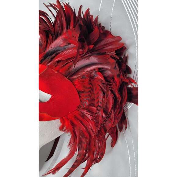 Maskerville FeatherCraft Mask Red Feathers Fantasy Fest, Mardi Gras, Fetish WOW - Picture 3 of 11